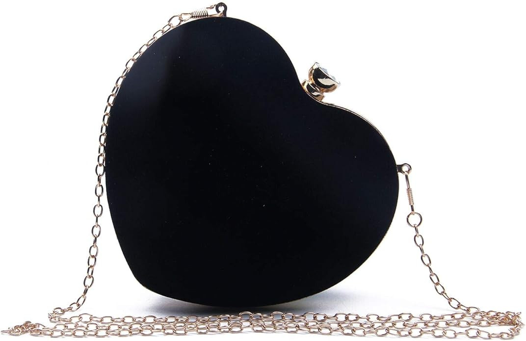 SUKUTU Womens Heart Shape Evening Bag Purse Velvet Party Tote Mini Handbag Clutch Chain Clear Sho... | Amazon (US)