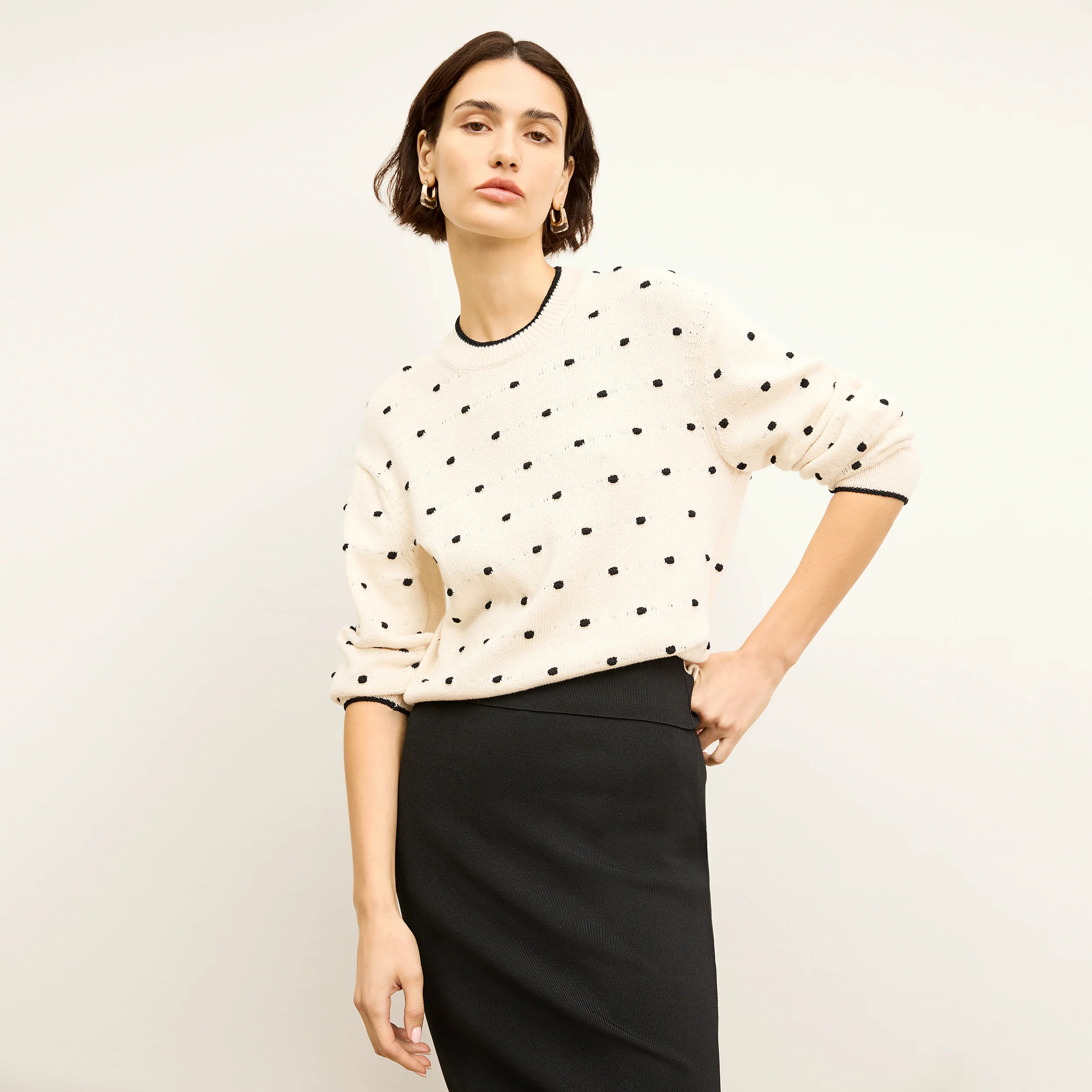 Kim Sweater - Dot Knit :: Ivory/Black | MM LaFleur