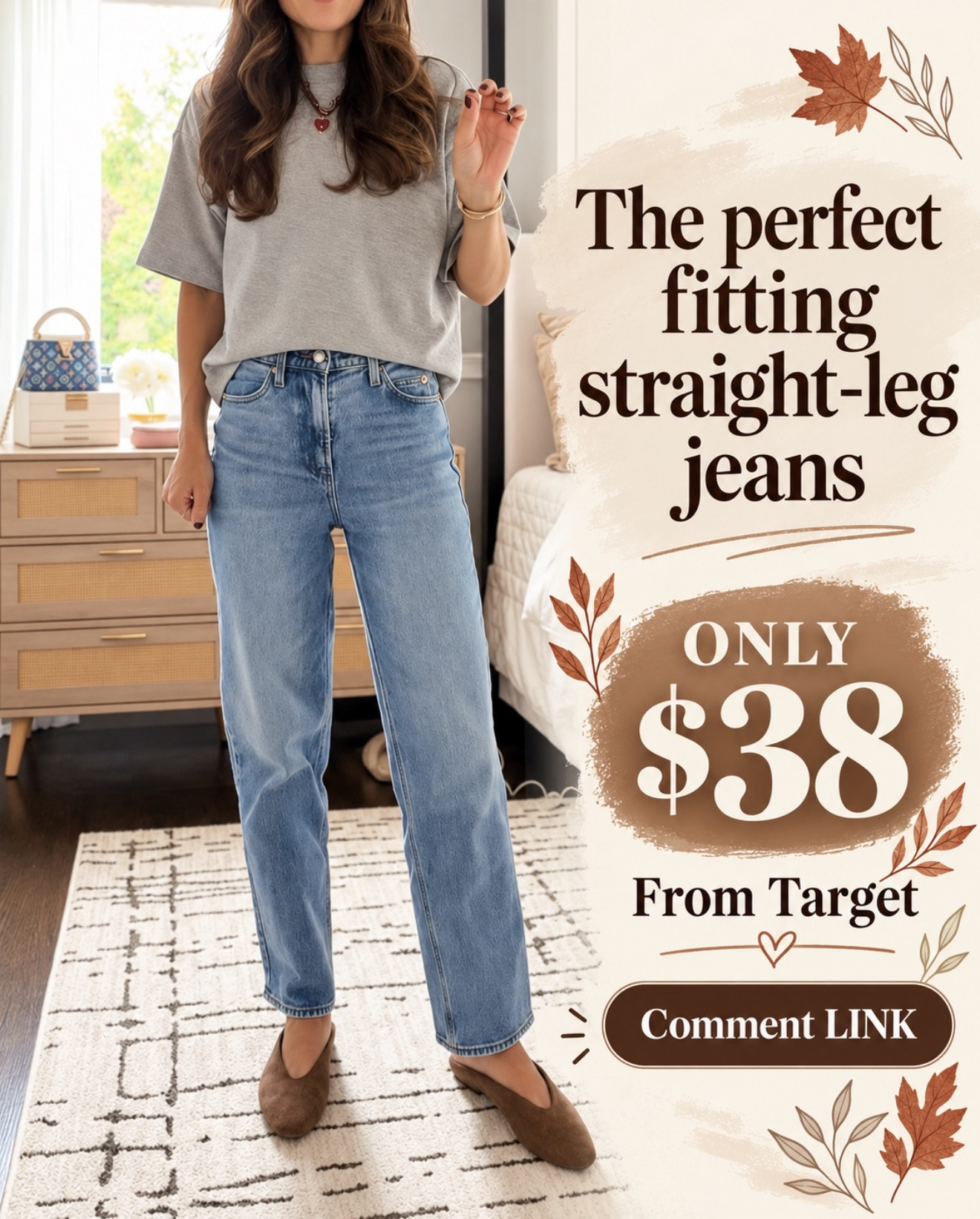 These Target straight-leg jeans have such a great fit—and they’re only $38 😍 
💬Comment LINK and I’ll send them over!