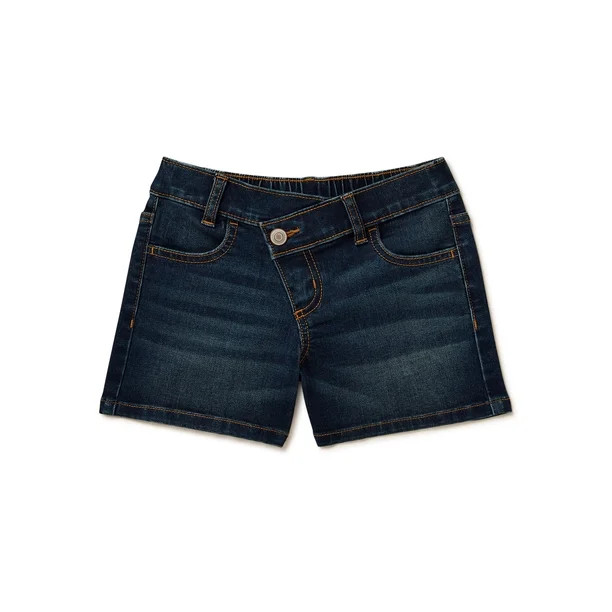 Wonder Nation Girls Cross Waistband Denim Shorts Sizes 4-18 & Plus | Walmart (US)