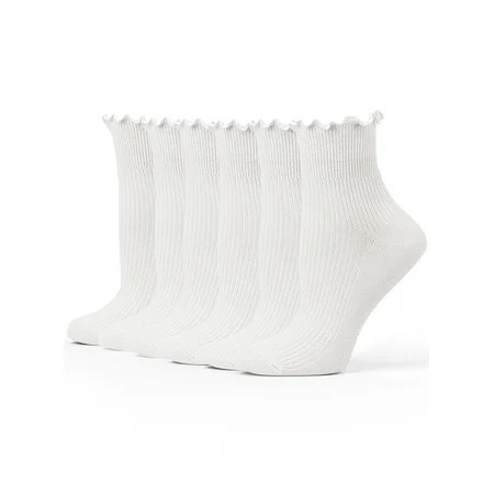 UVN 6 Pairs Womens Socks Novelty Ruffle Ankle Socks for Women Breathable Comfort Sock, Size 5-9 | Walmart (US)
