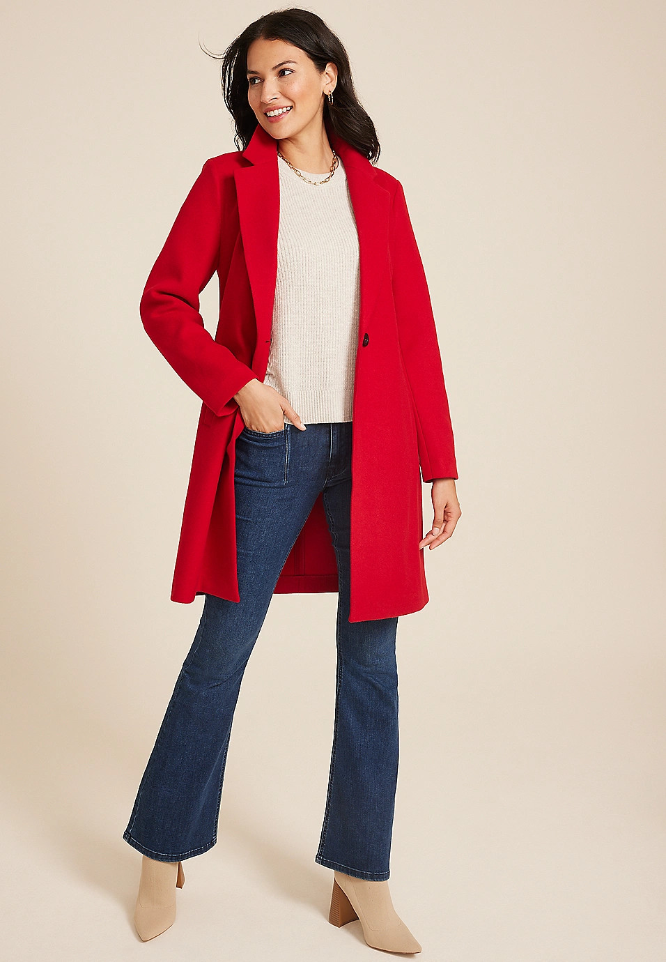 One Button Dress Coat | Maurices