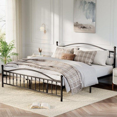 Coolmee  Metal Bed Frame with Retro Round Headboard & Footboard, Sturdy Iron Construction, Noise-Free Design, No Box Spring Required | Target