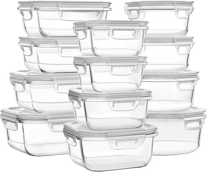 HOMBERKING 12 Sets Glass Food Storage Containers with Lids, Meal Prep Containers, Airtight Bento ... | Amazon (US)