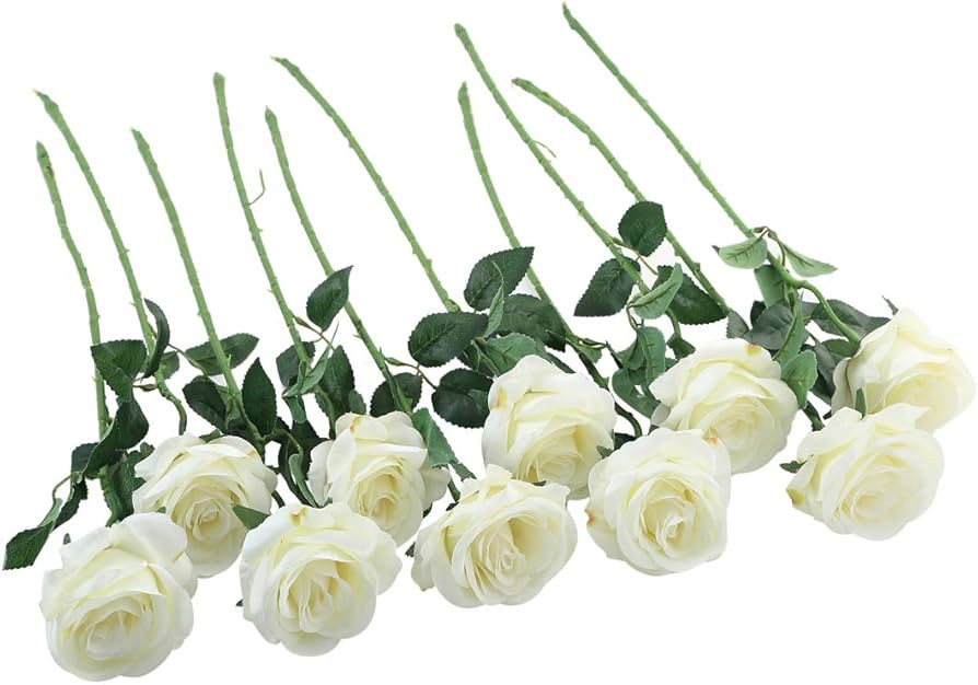 JaosWish 12PCS rose artificial flowers silk real touch fake Roses Bouquet DIY for Wedding Arrange... | Amazon (UK)