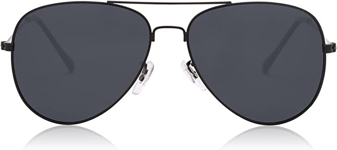 SOJOS Classic Aviator Polarized Sunglasses for Men Women Vintage Retro Style SJ1054,Black/Grey at... | Amazon (US)