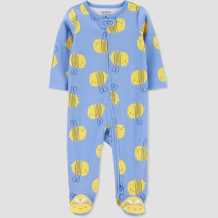 Carter's Just One You®️ Baby Girls' Lemon Bee Footed Pajama - Yellow/Blue | Target
