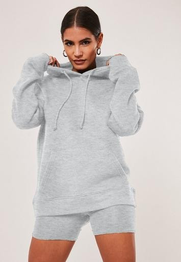 Gray Hoodie And Biker Shorts Co Ord Set | Missguided (US & CA)