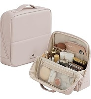 Travel Makeup Bag with Magnetic Fold-Down Flap, Waterproof Leather Cosmetic and Toiletry Organize... | Amazon (US)