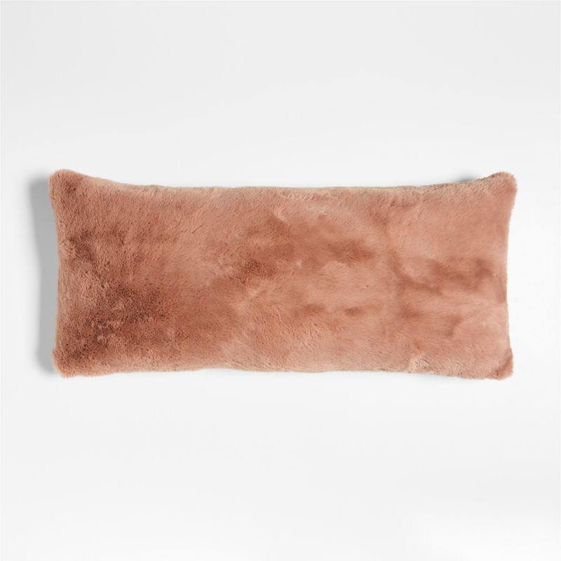 Terracotta Faux Fur 36''x16'' Throw Pillow with Feather Insert | Crate & Barrel