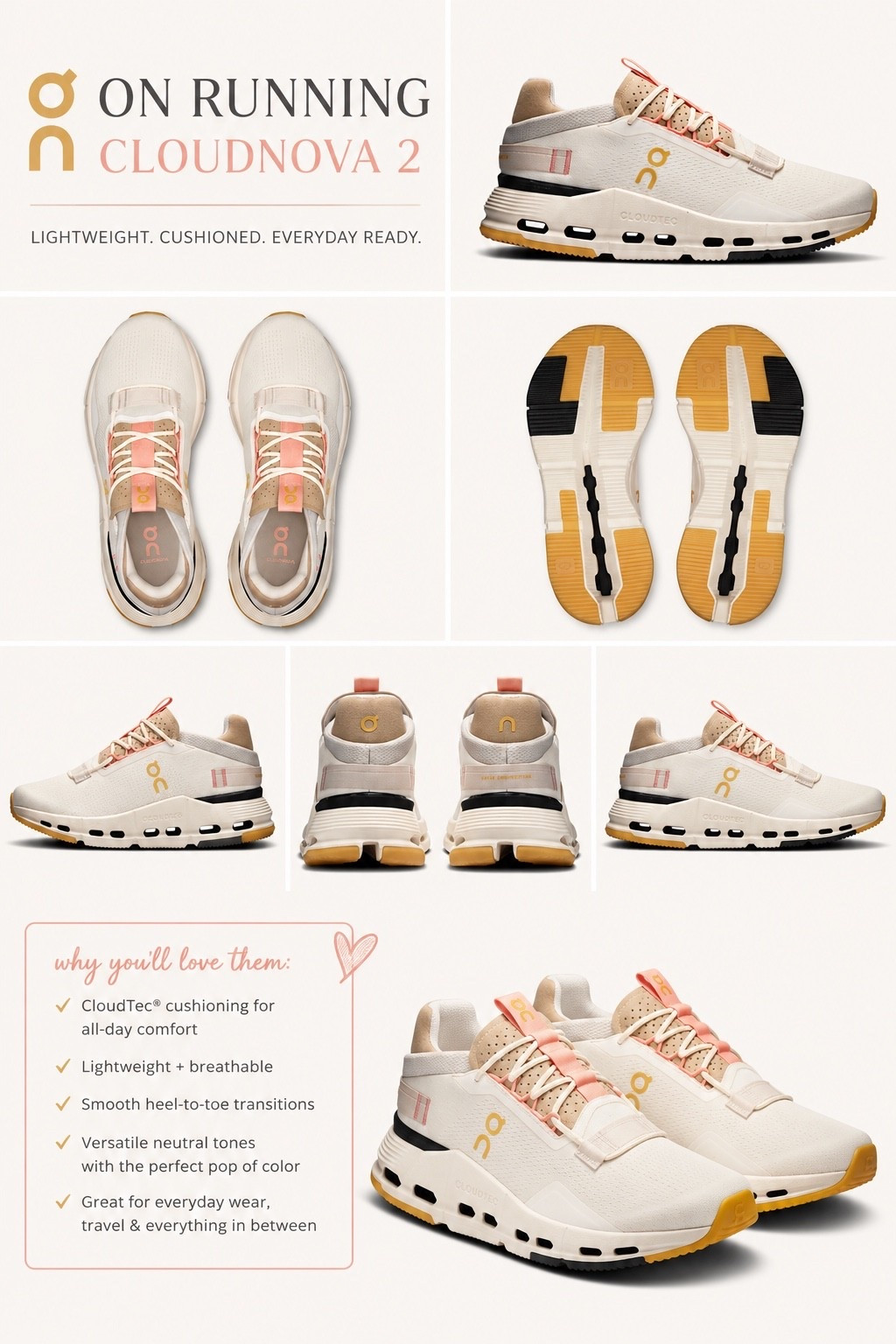 If you’re looking for an everyday sneaker that actually lives up to the hype… these are it. 🤍 The Cloudnova 2s are lightweight, insanely comfortable, and cute enough to wear with everything from leggings to jeans. Definitely a splurge, but one I haven’t regretted for a second!

#LTKFinds #LTKShoes #Cloudnova2 #OnRunning #SneakerStyle #EverydayStyle #ComfortMeetsStyle

#LTKdayinmylife #LTKmomlife #LTKfitnessgoals