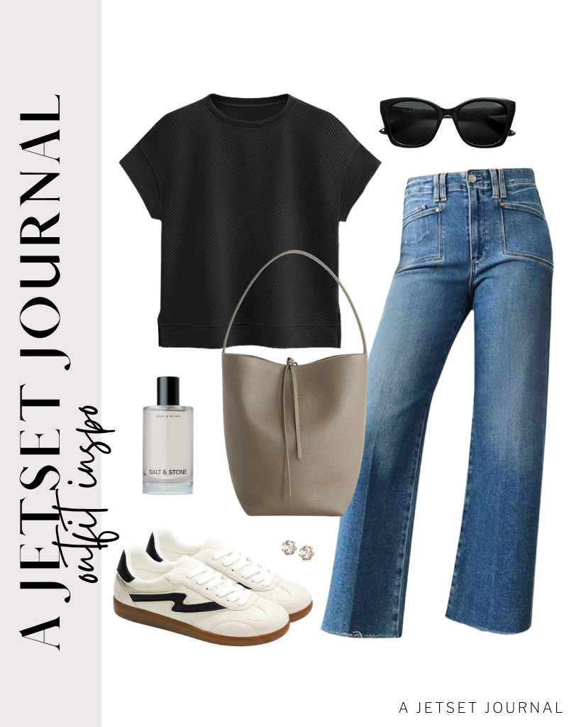 Our last outfit is a combination of a black PRETTYGARDEN short-sleeve top and Astylish jeans. This befen bucket bag and Project Cloud fashion sneakers complement the fit. You can finish this look with Salt & Stone Hair & Body Mist and BBTO stud earrings.

#LTKSeasonal #LTKSaleAlert #LTKTravel
 

 