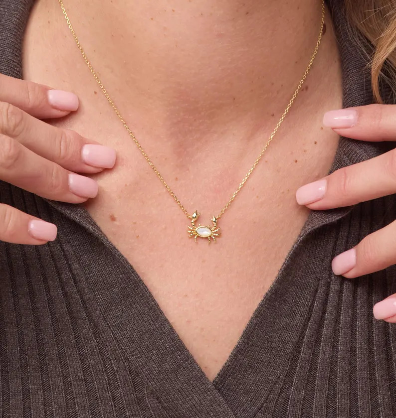 Crab Necklace | Ocean-Inspired Pendant | Nautical Jewelry Gift for Beach Lovers | Etsy (Global)