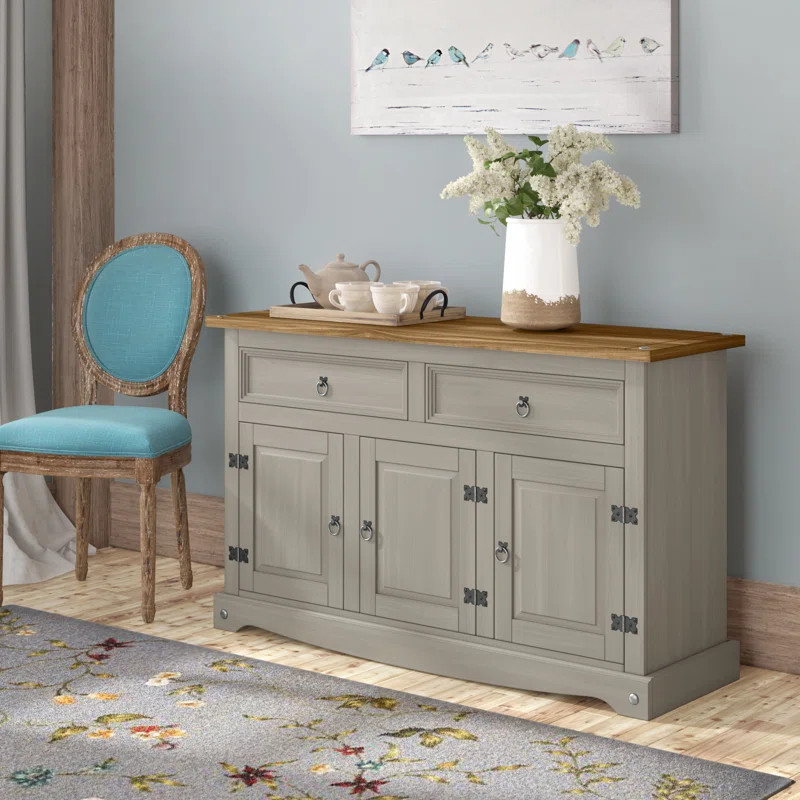 Christensen 51.97" Wide 2 Drawer Pine Wood Buffet Table | Wayfair North America