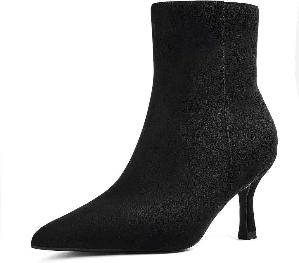 Elisabet Tang Women's Pointed Toe Booties 3 inches Heels Ankle Boots with Side Zipper Dressy Comf... | Amazon (US)