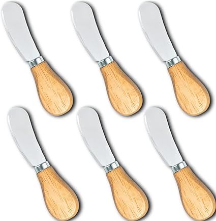 Yeeper Little Cheese Spreader Knives, Wooden Handle, 5 inch, 304 Stainless Steel Cocktail Knives ... | Amazon (US)