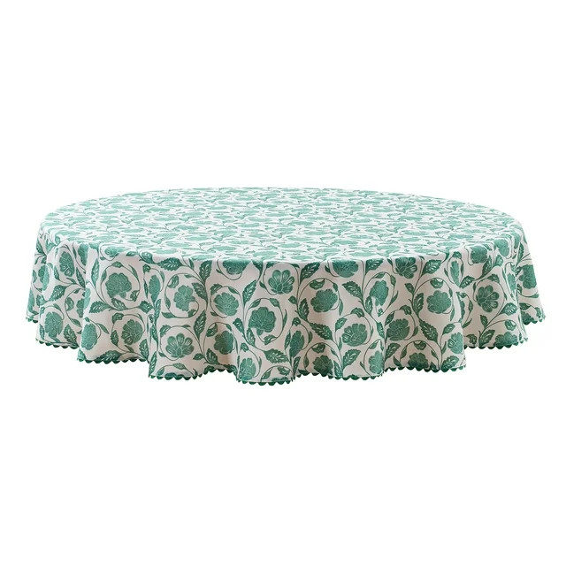 Mainstays by Becky G. & Alejandra Fabric Tablecloth, Green Floral, 70" Round | Walmart (US)