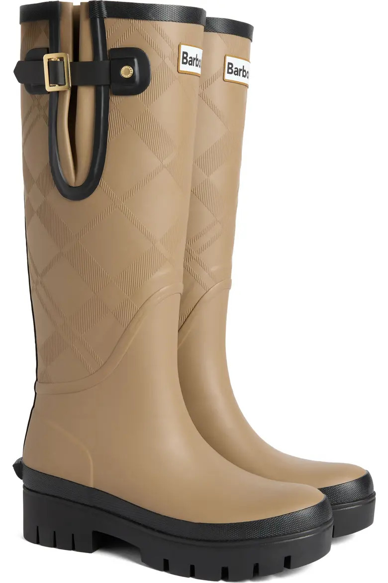 Barbour Leighton Tartan Tall Rain Boot in Cranberry Red at Nordstrom, Size 9 | Nordstrom