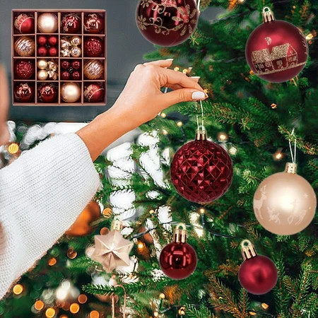 Kbndieu Christmas Tree Pendent Set, 44PCS Painted Christmas Balls Ornaments for Xmas Tree Decorations, Christmas Gifts Xmas Hanging Ornament for Holiday Party Decor Christmas Decorations Clearance | Walmart (US)