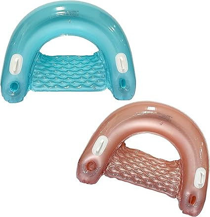 Inflatable Pool Chair Float (2 Pack) Pool Floats Adult Size with Drink & Phone Holder - Lounger f... | Amazon (US)