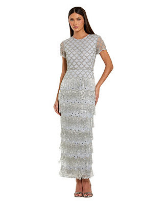 Women's Fringe Embellished Mesh Maxi Dress | Macy's