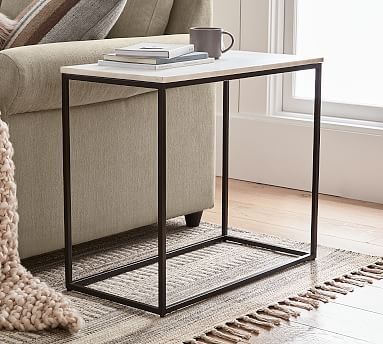 Delaney 28" Rectangular Marble End Table | Pottery Barn (US)