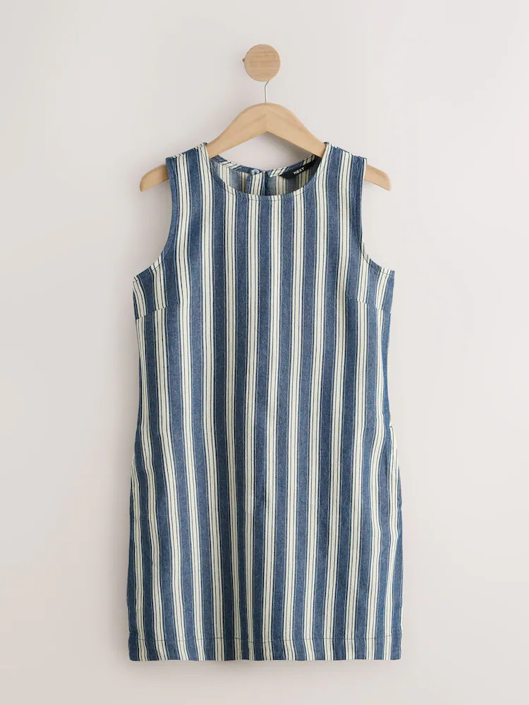Blue Stripe Mini Shift Denim Dress | Next US