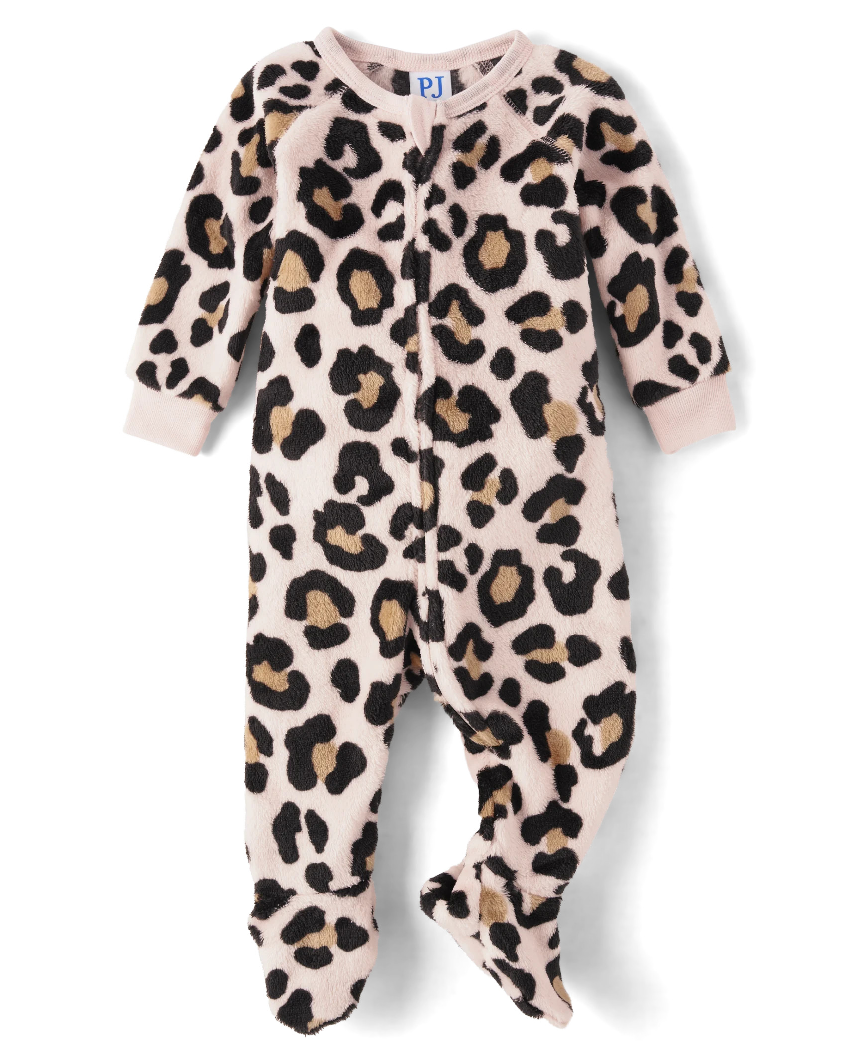 Baby And Toddler Girls Leopard Fleece Footed One Piece Pajamas - petal | The Children's Place