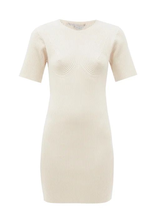 Stella Mccartney - Bustier Rib-knitted Cotton-blend Dress - Womens - Beige | Matches (US)