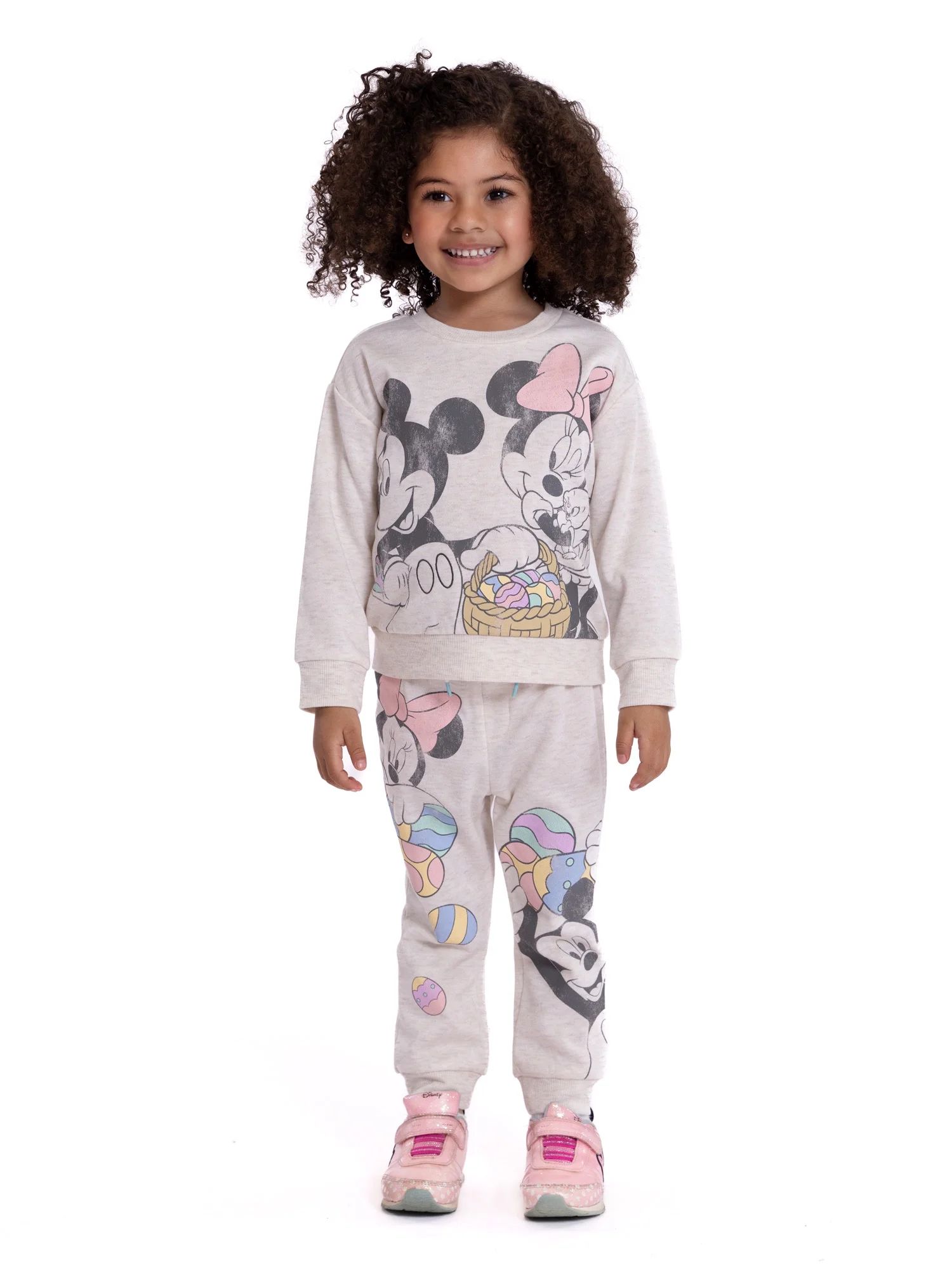 Disney Minnie and Mickey Toddler Girls Easter Crewneck and Joggers Set, 2-Piece | Walmart (US)