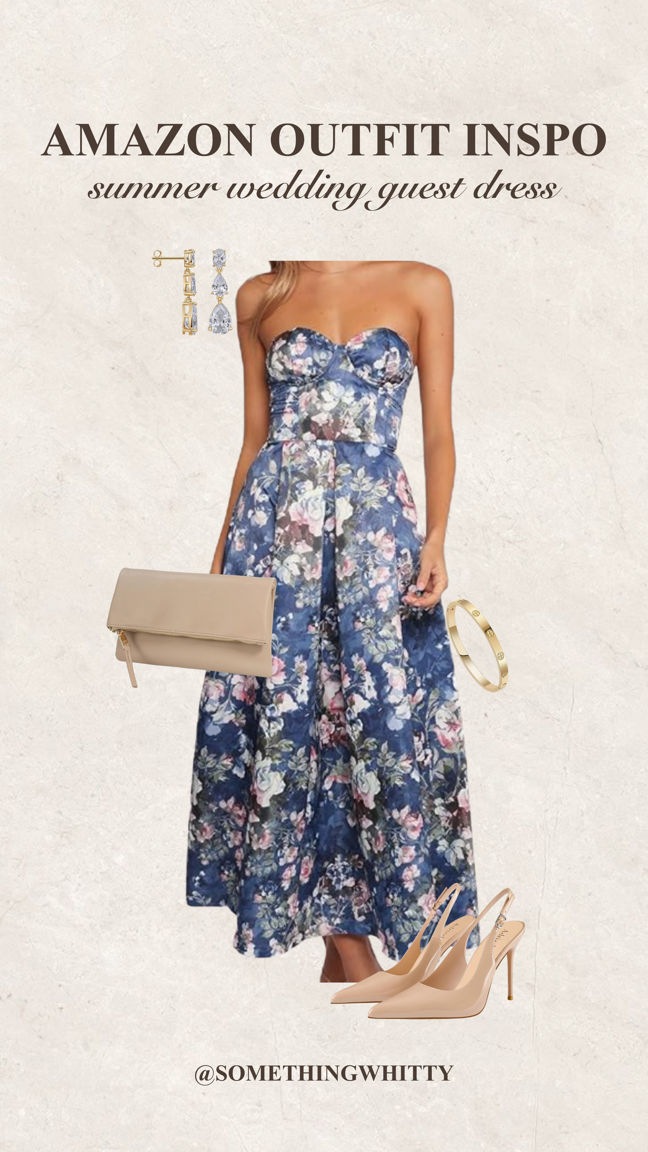 Summer wedding guest dress inspo! This floral midi dress is perfect with strappy heels and dainty earrings  

 #LTKgrwm #LTKootd #LTKU