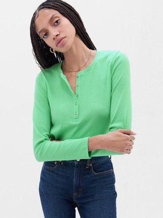 Ribbed Henley T-Shirt | Gap Factory