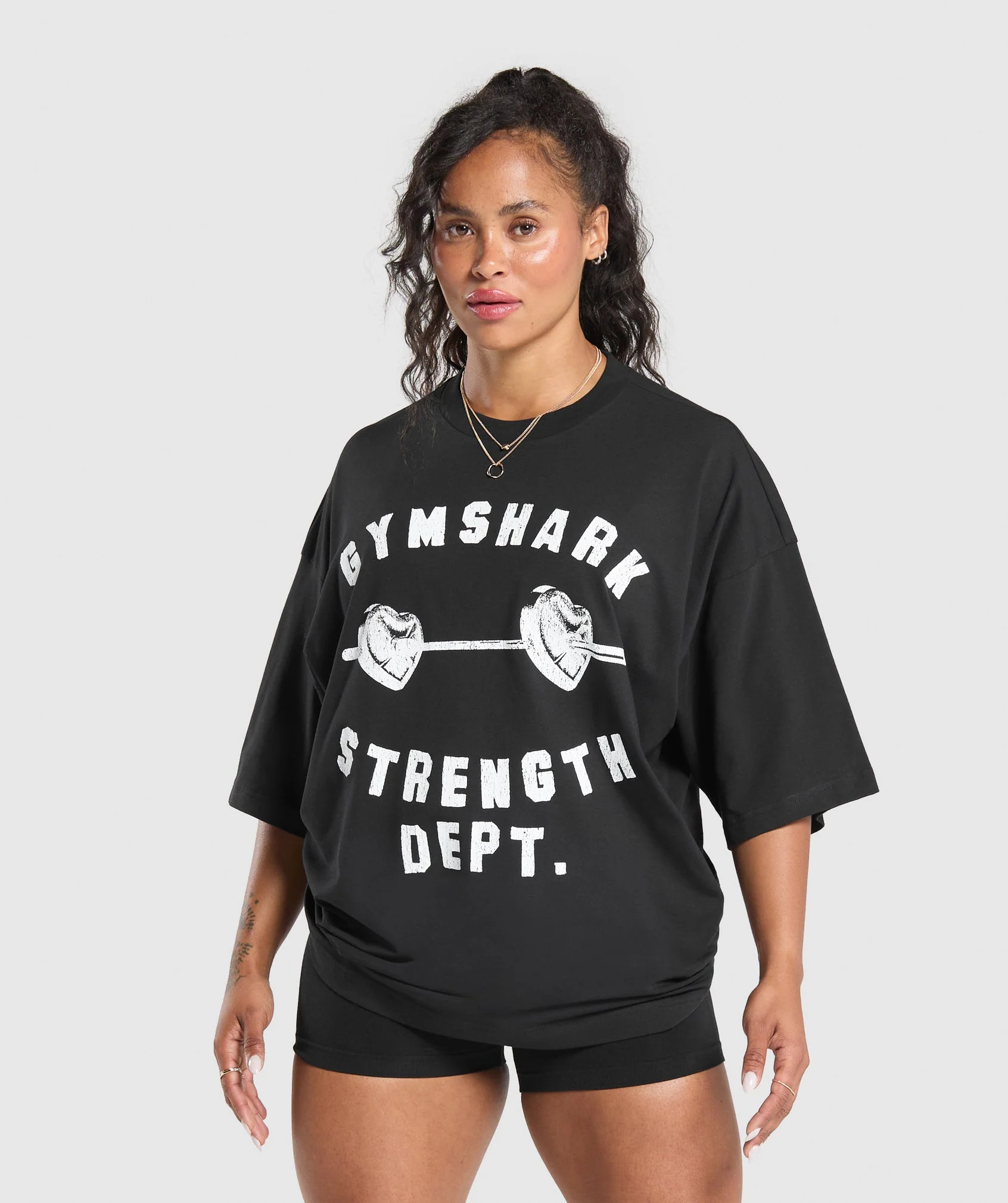 Gymshark Barbell Hearts Oversized T-Shirt - Black | Gymshark US