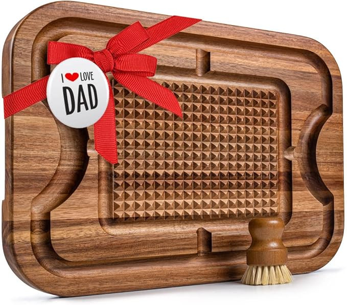 Large Acacia Wood Cutting Board, Premium Butcher Block for Carving Meat w/Deep Juice Grooves, Non... | Amazon (US)