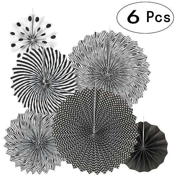 Black Hanging Paper Fans Decorations Ceiling Hangings Baby Shower Bachelorette Halloween Party De... | Amazon (US)