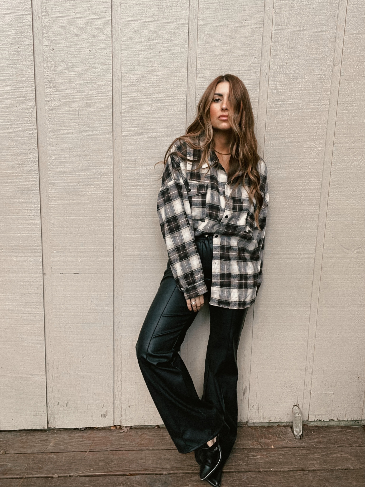 Plaid, flannel shirt, faux leather pants  

#LTKHoliday #LTKunder50 #LTKSeasonal