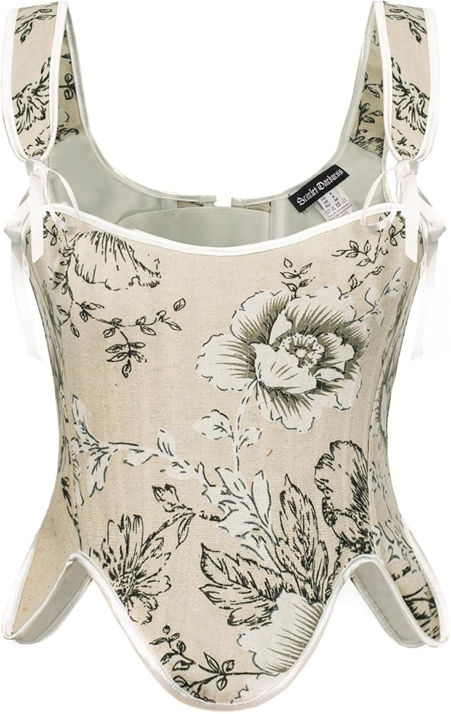 Scarlet Darkness Bustier Tops for Women Renaissance Floral Lace Up Bodyshaper Corset with Zipper | Amazon (US)