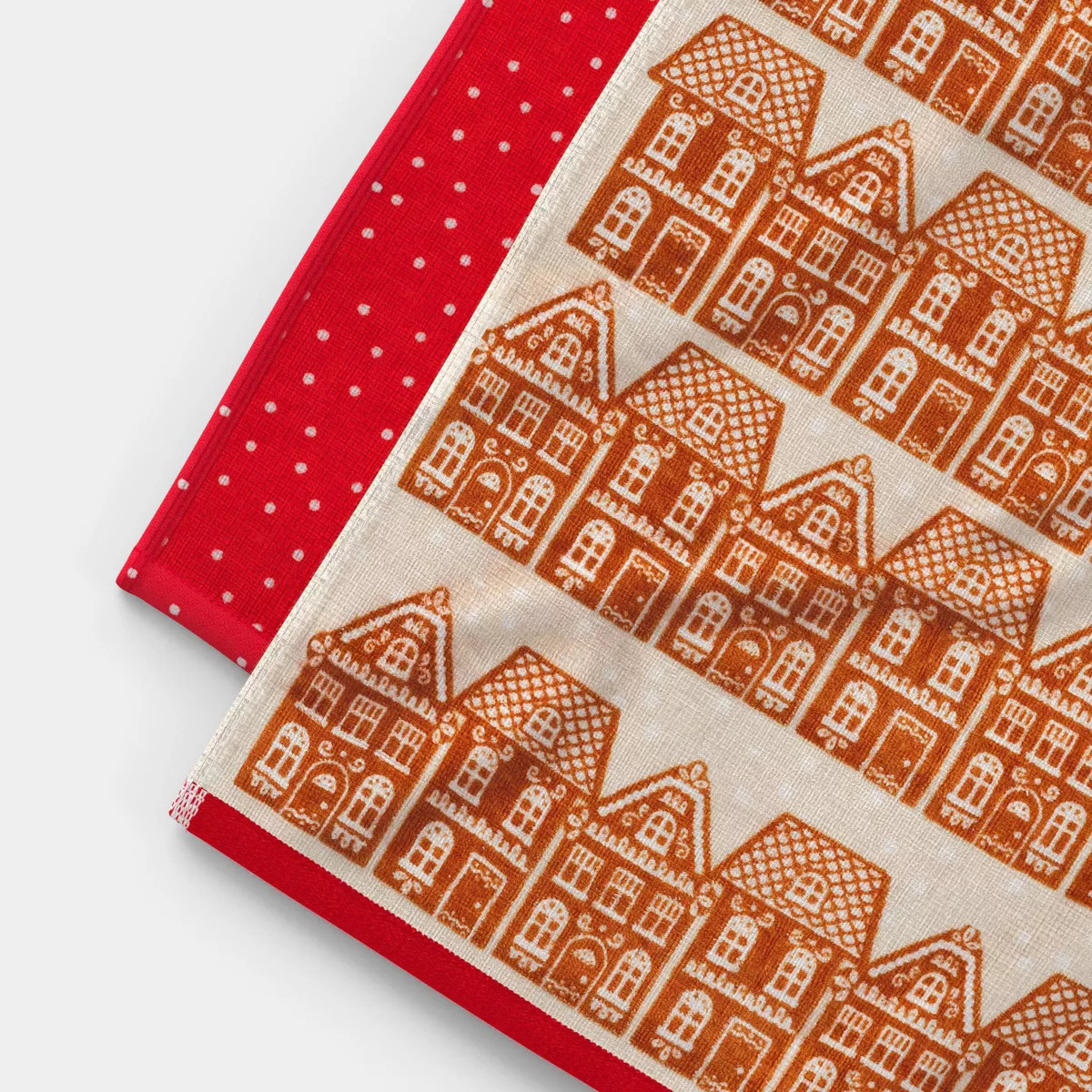2pk Gingerbread House and Red/White Dot Christmas Hand Towel Set - Wondershop™ | Target
