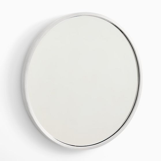 Metal Frame Round Wall Mirror, Brushed Nickle, 24"" Diam | West Elm (US)