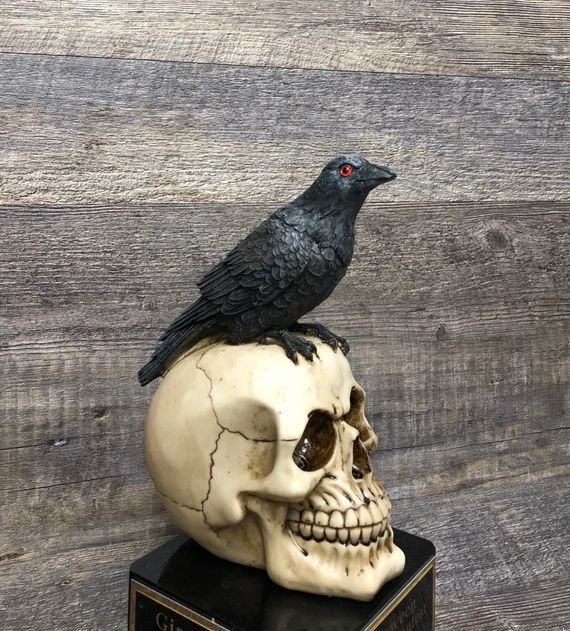 Raven Halloween Trophy Costume Contest Winner Red Eyed Raven Crow on Skull Scariest Costume Troph... | Etsy (US)