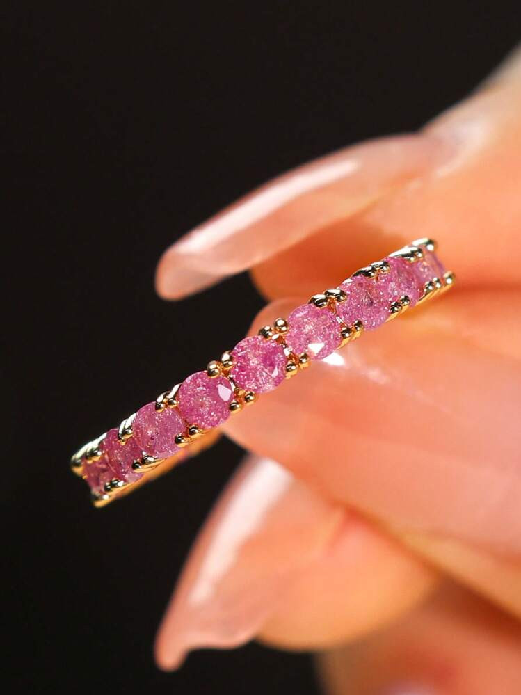 1pc Fashionable Cz Inlaid Personalized Atmosphere Ring Suitable For Women's Daily Party Wear, Gre... | SHEIN