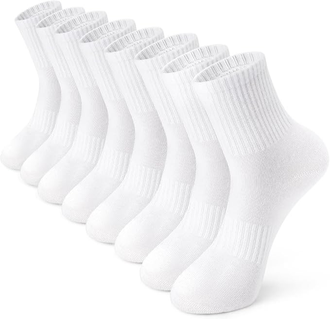 Breslatte 4pairs Crew Socks for Women Men Soft Cotton Striped Socks for Daily Athletic Running | Amazon (US)