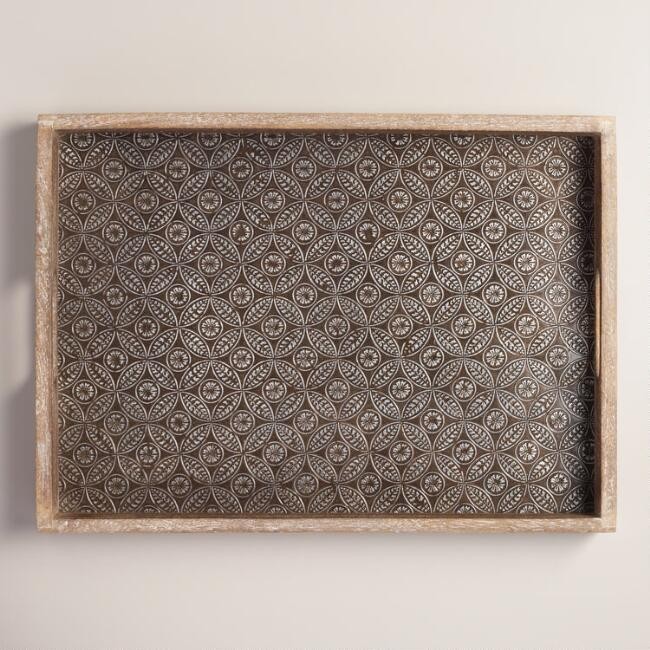 Embossed Wood And Metal Serving Tray | World Market