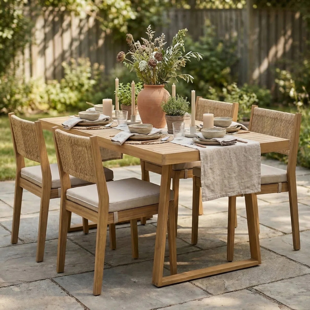 5-Piece Patio Dining Set for 4, Outdoor Furniture Sets with Rectangle Table, Patio Table and Chai... | Wayfair North America