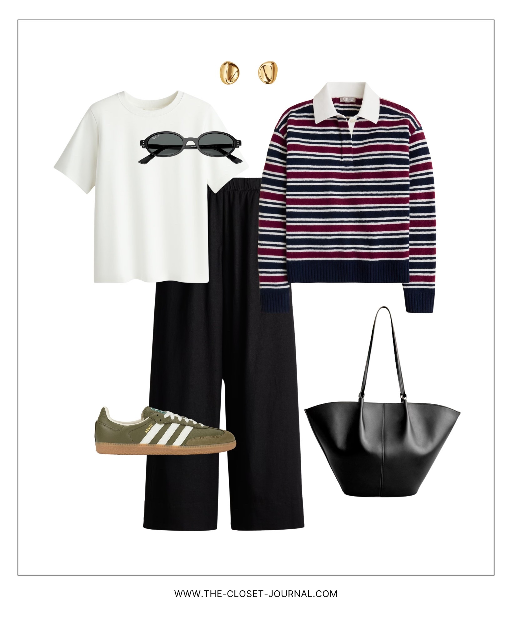 Striped polo shirt / sweater 
Spring outfit 