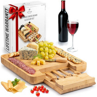 Zulay Kitchen Wooden Bamboo Cheese Board Party Set - Macy's | Macy's