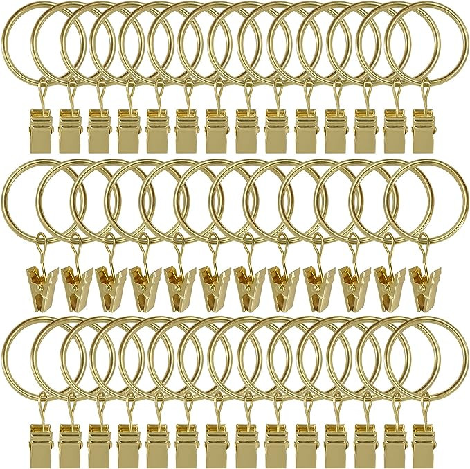 AMZSEVEN 40 PCS Curtain Rings with Clips, Drapery Clips with Rings, Hangers Drapes Rings 1.26 Inc... | Amazon (US)