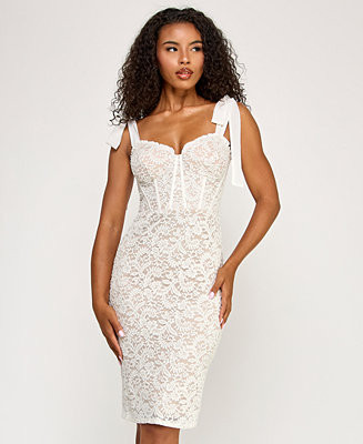 SENI & CADE Juniors' Lace Corset Sleeve Slim Dress - Macy's | Macy's