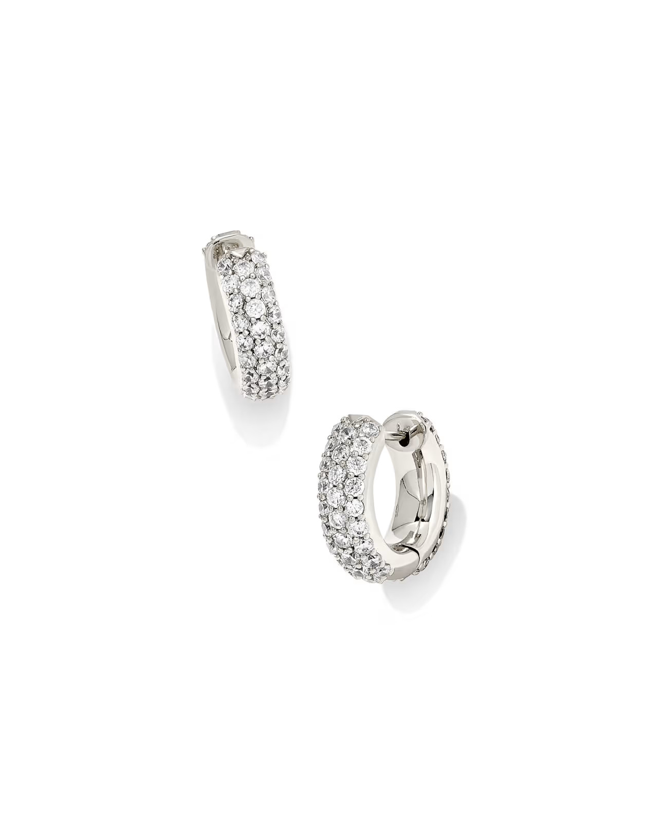 Mikki Pave Huggie Earrings in Silver | Kendra Scott