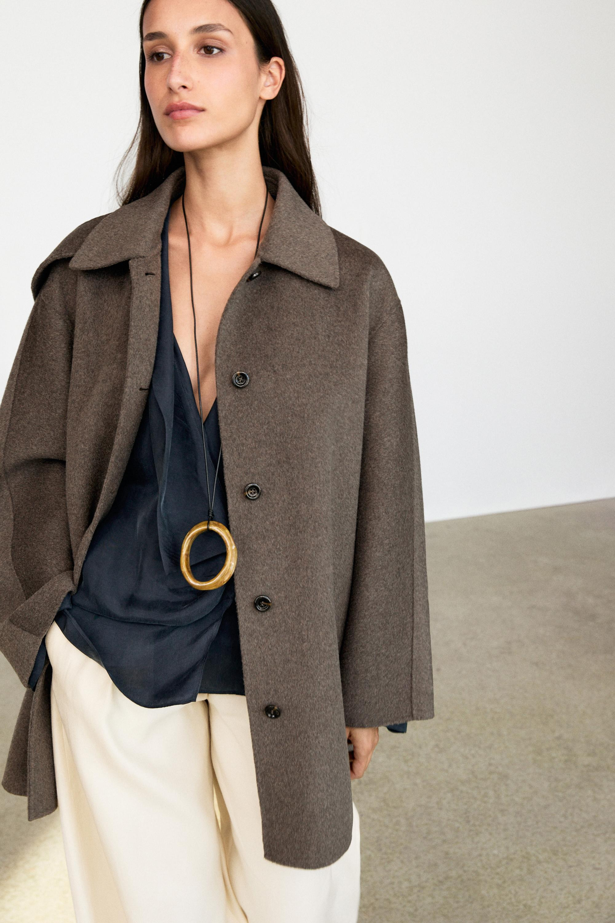 Mantel aus meliertem Wollmischgewebe | Massimo Dutti DE